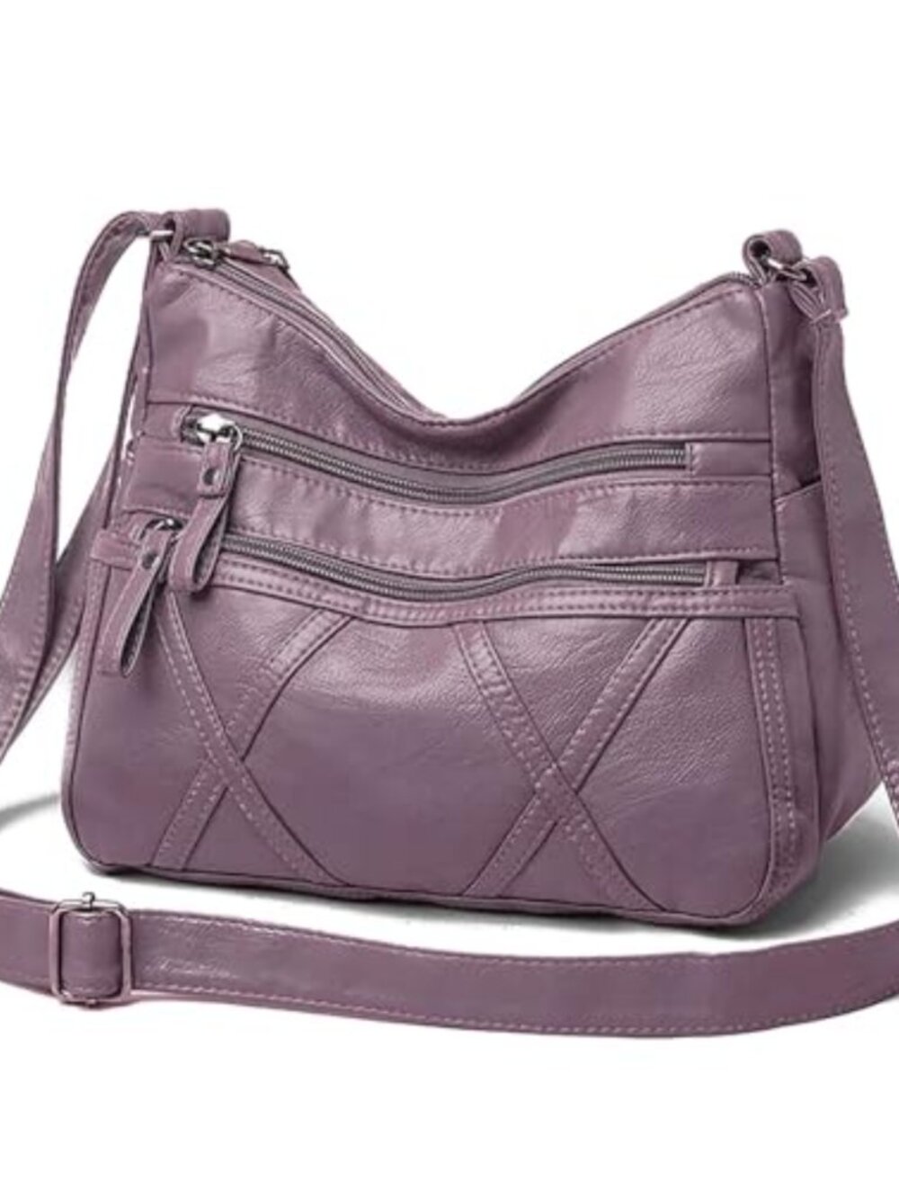 Washed PU Leather Crossbody Bag Lightweight Shoulder Purse Travel